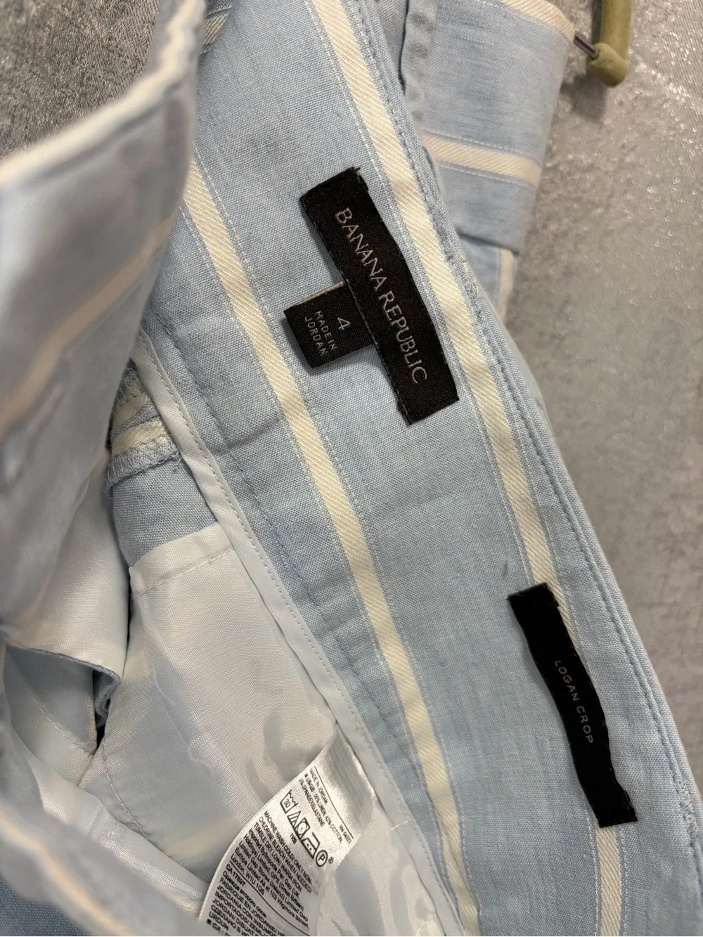 Banana Republic Linen Blend Light Blue Vertical Stripe Chinos 4